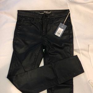 Faux leather / denim pants